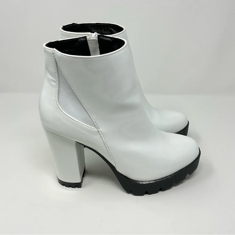 Allegra K Round Toe Chunky Heels Platform Ankle Boots Size 7.5